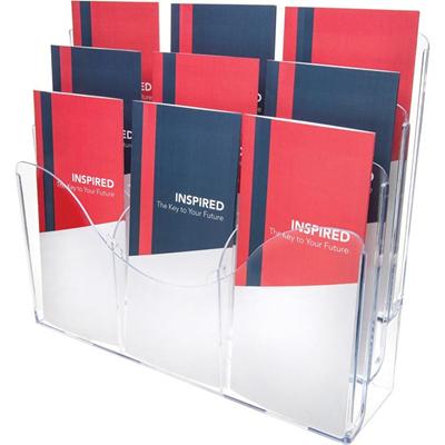 Deflecto Three Tier Document Organizer with Dividers - 9 Compartment(s) - 6 Divider(s) - 3 Tier(s) - 11.50" Height x 13.50" Width x 3.50" Depth - Desktop - Clear - 1 Each