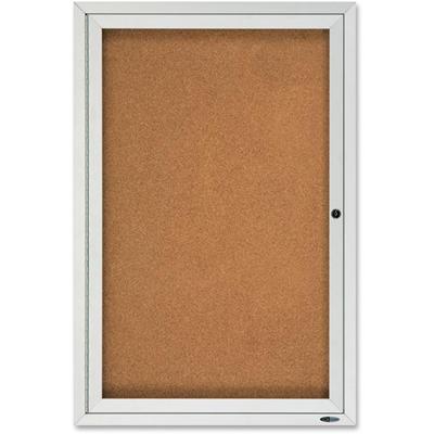 Quartet Enclosed Cork Bulletin Board for Outdoor Use - 36" Board Height x 24" Board Width - Brown Cork Surface - Hinged, Wear Resistant, Tear Resistant, Water Resistant, Shatter Proof, Acrylic Glass, Weather Resistant, Lock - Silver Aluminum Frame - 