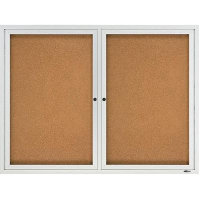 Quartet Enclosed Cork Bulletin Board for Outdoor Use - 36" Board Height x 48" Board Width - Brown Cork Surface - Hinged, Wear Resistant, Tear Resistant, Water Resistant, Shatter Proof, Acrylic Glass, Weather Resistant, Lock - Silver Aluminum Frame - 