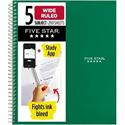 Five Star Five-subject Notebook - 200 Sheets - Wire Bound - 8" x 10 1/2" Sheet Size - Assorted Plastic Cover - Pocket Divider, Subject, Perforated - 1 Each