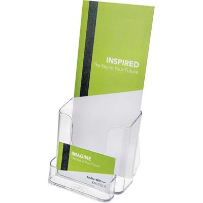 Deflecto Countertop Leaflet Holder With Business Card Holder - 2 Compartment(s) - 7.75" Height x 4.37" Width x 4.12" Depth - Desktop - Leaflet Size - Clear - Plastic - 1 Each