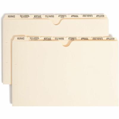 Smead Recycled File Jacket - 14 3/8" x 9" - 11 pt. - Manila - Tab Divider, Divider, Punched, Preprinted - 10% Recycled - 8/Set - 12 / Box
