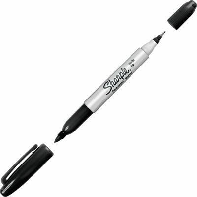 Sharpie Twin Tip Permanent Markers - Extra Fine, Fine Marker Point - Black Ink - Alcohol Based - 1 Each