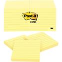 Post-it&reg; Notes Original Lined Notepads - 1200 - 3" Flag/Note Width x 3" Flag/Note Length - Square - 100 Sheets per Pad - Ruled - Yellow - Paper - Removable - 1 Pack
