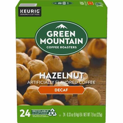 Green Mountain Coffee K-Cup, Pod Hazelnut Decaf Coffee, Keurig Single-Serve K-Cup pods, Light Roast, 24 Count - Compatible with Keurig Brewer - Light - K-Cup, Pod - Hazelnut, Decaf - Kosher - Decaffeinated - 24 / Box