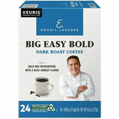 Emeril's K-Cup, Pod Big Easy Bold Coffee - Compatible with Keurig Brewer - Regular - Dark - K-Cup, Pod - Roasted - Kosher - 24 / Box