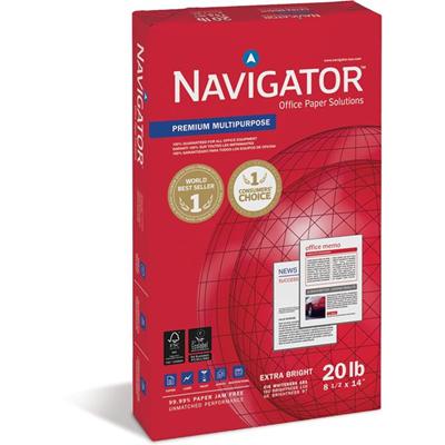 Navigator Premium Multipurpose Trusted Performance Paper - Extra Opacity - White - 97 Brightness - Legal - 8 1/2" x 14" - 20 lb Basis Weight - White - 500 Sheets per Ream - 10 / Carton