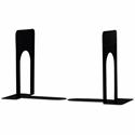 Universal Bookend - 9" Height x 5.88" Width x 8.25" Depth - Non-skid Base, Rounded Corner - Enamel - Black - Steel, Metal - 1 Pair