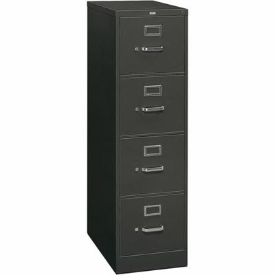 HON 310 Series Vertical File - 4-Drawer - 15" Width x 26.5" Depth x 29" Height - 4 x Drawer(s) for File - Letter - Vertical - Security Lock, Ball-bearing Suspension, Label Holder, Rust Proof - Charcoal - Steel - Recycled