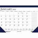 House of Doolittle Blue/Gray Print Monthly Desk Pad - Julian Dates - Monthly - 12 Month - January 2026 to December 2026 - 1 Month Single Page Layout - 22" x 17" Sheet Size - 2.37" x 1.87" Block - Desk Pad - Blue - Paper - 1 Each