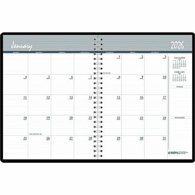 House of Doolittle Wirebound Monthly Planner - Monthly - 14 Month - December 2025 to January 2027 - Black Cover - 1 Each