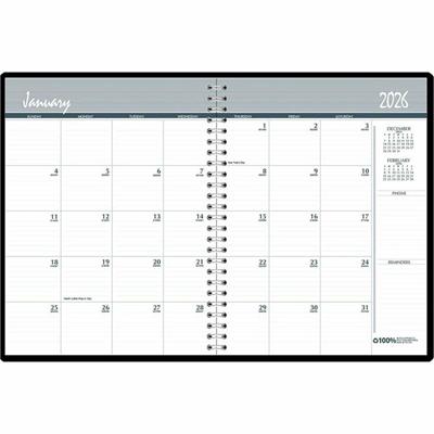 House of Doolittle 14-month Classic Wirebound Monthly Planner - Julian Dates - Monthly - December 2025 to January 2027 - 1 Month Double Page Layout - 8 1/2" x 11" Sheet Size - 2.12" x 1.87" Block - Simulated Leather - Blue Cover - 1 Each