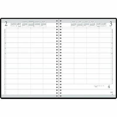 House of Doolittle 4-Person Embossed Cover Daily Appointment Book - Julian Dates - Daily - 1 Year - January 2026 to December 2026 - 8:00 AM to 7:45 PM - Quarter-hourly - 1 Day Single Page Layout - 8" x 11" Sheet Size - Simulated Leather - Black Cover