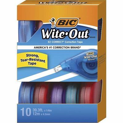 Wite-Out Wite-Out EZ CORRECT Correction Tape - 0.16" Tape Width x 39.33 ft Tape Length - 1 Line(s) - White Tape - Odorless, Tear Resistant, Photo-safe - White - 10 / Box