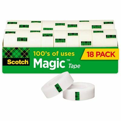 Scotch 3/4"W Magic Tape - 27.78 yd Length x 0.75" Width - 1" Core - Matte - Clear - Rubber - For Packing - 1 Pack