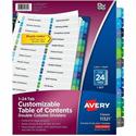 Avery Double Column 24 Tab Dividers, Customizable TOC, 1 Set (11321) - 24 x Divider(s) - 24 Tab(s) - Digit - 1-24 - 24 Tab(s)/Set - 8.5" Divider Width x 11" Divider Length - 3 Hole Punched - White Paper Divider - Multicolor Paper Tab(s) - 20% - Hole-