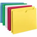 Smead Colored Straight Tab Cut Letter Recycled File Jacket - 8 1/2" x 11" - 2" Expansion - 11 pt. - 2 Plys - Blue, Green, Red, White, Yellow - Slip Resistant, Reinforced Tab - 10% Recycled - 10 / Pack