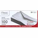 Mead Plain White Envelopes - Business - #10 - 4 1/8" Width x 9 1/2" Length - Gummed - White - 100 / Box