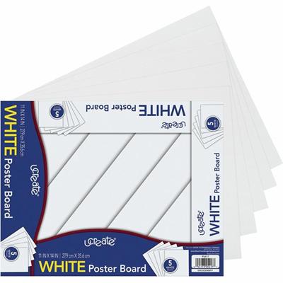 UCreate Poster Board Package - Poster, Sign, Art, Office Project, Home Project, Chart - 11" Width x 14" Length - White - 1 Pack