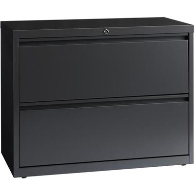 Lorell Fortress Series Lateral File - 36" Width x 18.6" Depth x 28.1" Height - 2 x Drawer(s) - Legal, Letter, A4 - Lateral - Rust Proof, Leveling Glide, Interlocking - Charcoal - Baked Enamel - Steel - Recycled