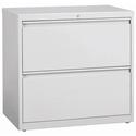 Lorell Fortress Series Lateral File - 36" Width x 18.6" Depth x 28.1" Height - 2 x Drawer(s) for File - Legal, Letter, A4 - Lateral - Rust Proof, Leveling Glide, Interlocking, Ball-bearing Suspension, Label Holder, Hanging Rail - Light Gray - Baked E