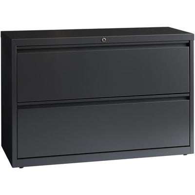Lorell Fortress Series Lateral File - 42" Width x 18.6" Depth x 28.1" Height - 2 x Drawer(s) - Legal, Letter, A4 - Lateral - Rust Proof, Leveling Glide, Interlocking, Ball-bearing Suspension - Charcoal - Baked Enamel - Steel - Recycled
