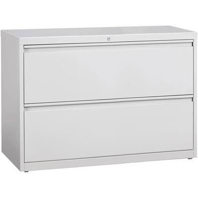 Lorell Fortress Series Lateral File - 42" Width x 18.6" Depth x 28.1" Height - 2 x Drawer(s) for File - Legal, Letter, A4 - Lateral - Rust Proof, Leveling Glide, Ball-bearing Suspension, Interlocking, Label Holder - Light Gray - Baked Enamel - Steel 