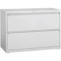 Lorell Fortress Series Lateral File - 42" Width x 18.6" Depth x 28.1" Height - 2 x Drawer(s) for File - Legal, Letter, A4 - Lateral - Rust Proof, Leveling Glide, Ball-bearing Suspension, Interlocking, Label Holder - Light Gray - Baked Enamel - Steel 