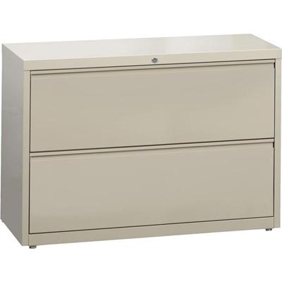 Lorell Fortress Series Lateral File - 42" Width x 18.6" Depth x 28.1" Height - 2 x Drawer(s) for File - Legal, Letter, A4 - Lateral - Rust Proof, Leveling Glide, Ball-bearing Suspension, Interlocking, Label Holder - Putty - Baked Enamel - Steel - Rec