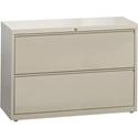 Lorell Fortress Series Lateral File - 42" Width x 18.6" Depth x 28.1" Height - 2 x Drawer(s) for File - Legal, Letter, A4 - Lateral - Rust Proof, Leveling Glide, Ball-bearing Suspension, Interlocking, Label Holder - Putty - Baked Enamel - Steel - Rec