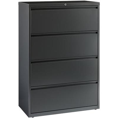 Lorell Fortress Series Lateral File - 36" Width x 18.6" Depth x 52.5" Height - 4 x Drawer(s) - Legal, Letter, A4 - Lateral - Rust Proof, Leveling Glide, Interlocking - Charcoal - Baked Enamel - Steel - Recycled