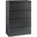 Lorell Fortress Series Lateral File - 36" Width x 18.6" Depth x 52.5" Height - 4 x Drawer(s) - Legal, Letter, A4 - Lateral - Rust Proof, Leveling Glide, Interlocking - Charcoal - Baked Enamel - Steel - Recycled