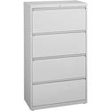 Lorell Fortress Series Lateral File - 36" Width x 18.6" Depth x 52.5" Height - 4 x Drawer(s) for File - Legal, Letter, A4 - Lateral - Rust Proof, Leveling Glide, Interlocking, Ball-bearing Suspension, Label Holder - Light Gray - Baked Enamel - Steel 