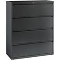 Lorell Fortress Series Lateral File - 42" Width x 18.6" Depth x 52.5" Height - 4 x Drawer(s) - Legal, Letter, A4 - Lateral - Rust Proof, Leveling Glide, Interlocking, Reinforced, Hanging Rail - Charcoal - Baked Enamel - Steel - Recycled