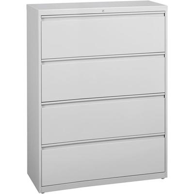 Lorell Fortress Series Lateral File - 42" Width x 18.6" Depth x 52.5" Height - 4 x Drawer(s) for File - Legal, Letter, A4 - Lateral - Rust Proof, Leveling Glide, Interlocking, Ball-bearing Suspension, Label Holder - Light Gray - Baked Enamel - Steel 