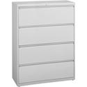 Lorell Fortress Series Lateral File - 42" Width x 18.6" Depth x 52.5" Height - 4 x Drawer(s) for File - Legal, Letter, A4 - Lateral - Rust Proof, Leveling Glide, Interlocking, Ball-bearing Suspension, Label Holder - Light Gray - Baked Enamel - Steel 
