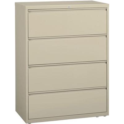 Lorell Fortress Series Lateral File - 42" Width x 18.6" Depth x 52.5" Height - 4 x Drawer(s) for File - Legal, Letter, A4 - Lateral - Rust Proof, Leveling Glide, Interlocking, Ball-bearing Suspension, Label Holder - Putty - Baked Enamel - Recycled