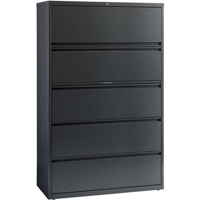 Lorell Fortress Series Lateral File w/Roll-out Posting Shelf - 42" Width x 18.6" Depth x 67.7" Height - 5 x Drawer(s) - Legal, Letter, A4 - Lateral - Rust Proof, Leveling Glide, Interlocking - Charcoal - Steel - Recycled