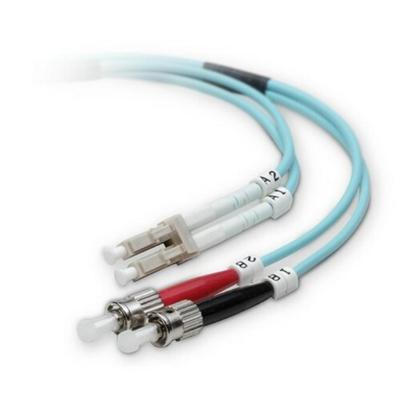 Belkin Fiber Optic Patch Cable - 98.43 ft Fiber Optic Network Cable - First End: 2 x LC - Male - Second End: 2 x ST - Male - Patch Cable - 50/125 &micro;m - Aqua - 1 Each