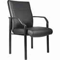 Boss LeatherPLUS Guest Chair - Black Frame Color - Steel Frame Material - 1 Each