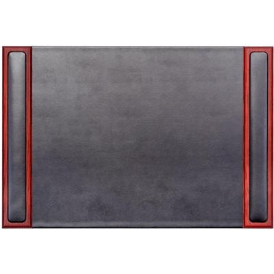 Dacasso Rosewood & Leather Side-Rail Desk Pad - Rectangular - 25.5" Width x 17.25000" Depth - Felt Black Backing - Leather, Rosewood