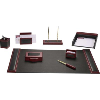 Dacasso Rosewood & Leather Desk Set - 1 Each