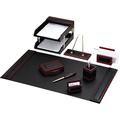 Dacasso Rosewood & Leather Desk Set - 1 Each