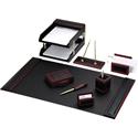 Dacasso Rosewood & Leather Desk Set - 1 Each