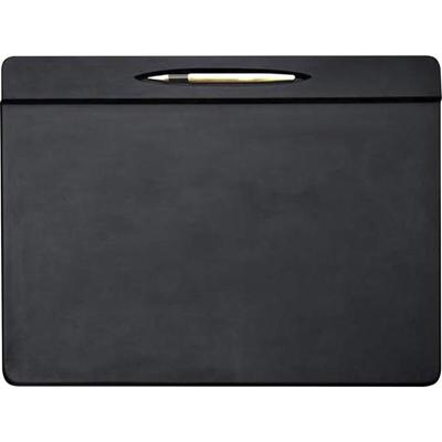 Dacasso Top Rail Pen Well Conference Pad - Rectangular - 17" Width x 14" Depth - Felt Backing - Leather - Black