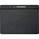 Dacasso Top Rail Pen Well Conference Pad - Rectangular - 17" Width x 14" Depth - Felt Backing - Leather - Black