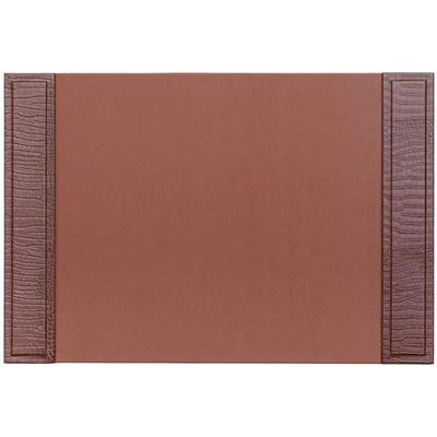 Dacasso Crocodile Embossed Side-Rail Desk Pad - Rectangular - 22.5" Width x 17.25000" Depth - Felt Tan Backing - Top Grain Leather - Brown