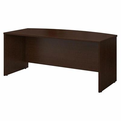 Bush Business Furniture Series C 72W Bow Front Desk Shell in Mocha Cherry - 29.8" Height x 71" Width x 36.1" Depth x 1" Thickness - Material: Melamine - Finish: Mocha Cherry, Thermofused Laminate (TFL) - Scratch Resistant, Stain Resistant, Grommet, D