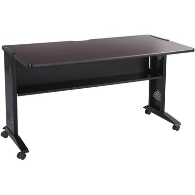 Safco 54"W Reversible Top Mobile Desk - Rectangle Top - 1 Shelf(ves) - 28" Table Top Length x 53.50" Table Top Width x 1" Table Top Thickness - Educational Environment, Business Environment - Assembly Required - Medium Oak - Steel - 1 Each
