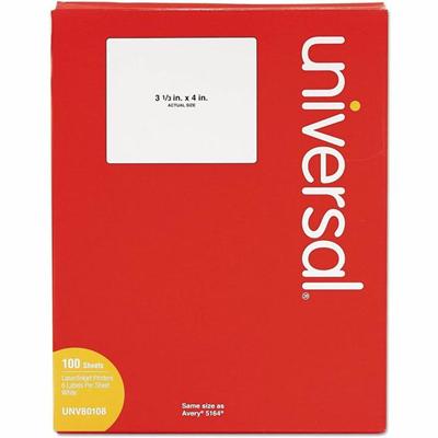 Universal Address Label - x 3 21/64" Width x 4" Length - Permanent Adhesive - Rectangle - Inkjet, Laser - White - Paper - Self-adhesive, Peel & Stick - 6 / Sheet - 100 Total Sheets - 600 Total Label(s) - For Label Printer - 600 / Box